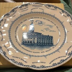 Blue and White Temple Decorative Plate